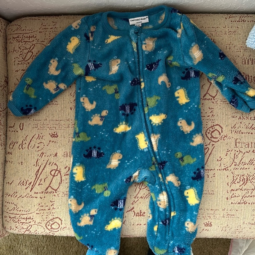 Cozy baby sleeper or outerwear dinosaurs